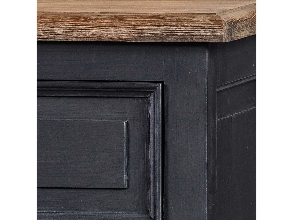 Highboard mit einer Schublade und Tür Schwarz Teakfarben