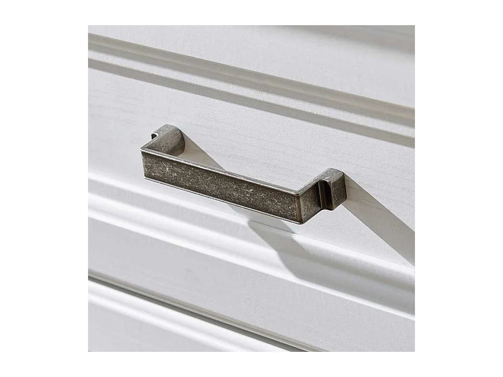 Landhaus Lowboard in Weiß und Eichefarben Schublade