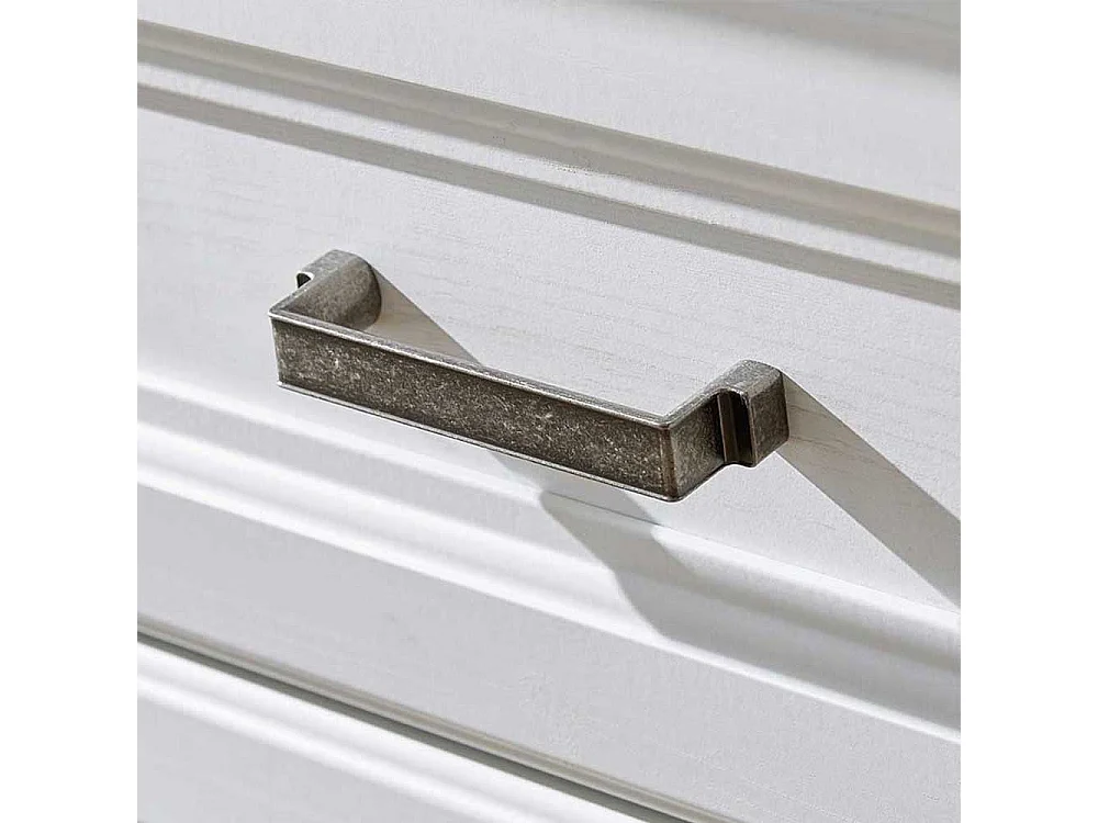 Landhaus Lowboard in Weiß und Eichefarben Schublade