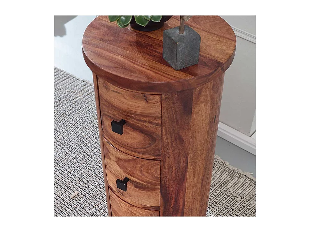 Säulenkommode massiv Holz mit vier Schubladen 85 cm hoch
