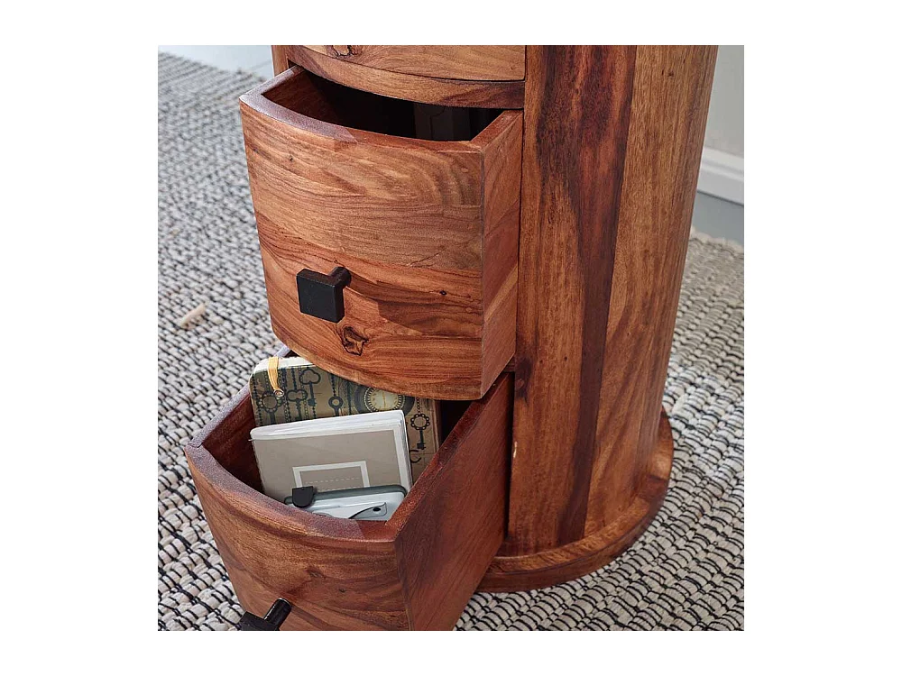 Säulenkommode massiv Holz mit vier Schubladen 85 cm hoch