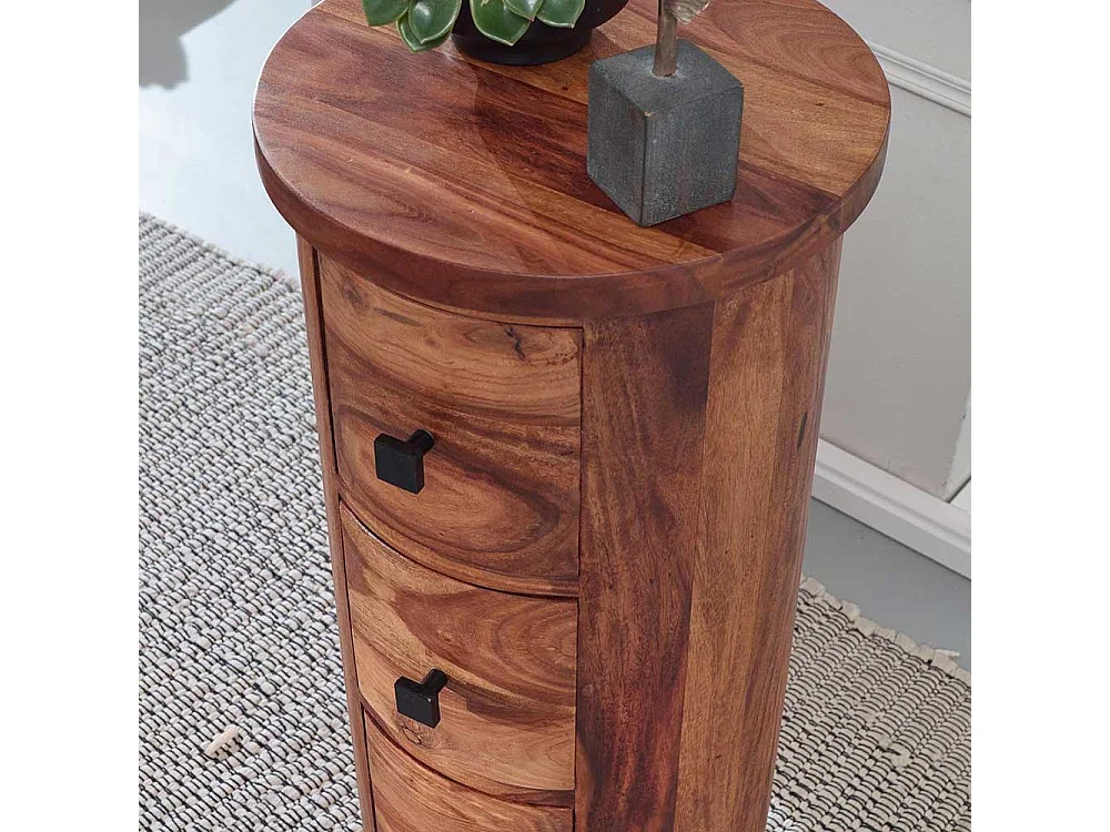 Säulenkommode massiv Holz mit vier Schubladen 85 cm hoch