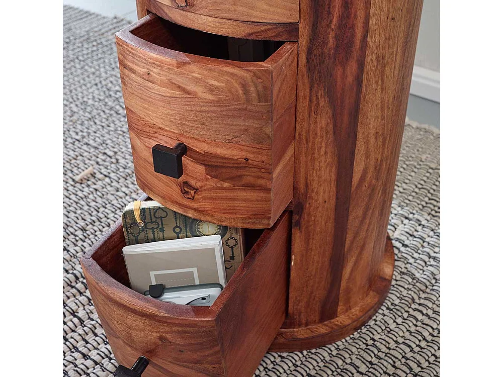 Säulenkommode massiv Holz mit vier Schubladen 85 cm hoch