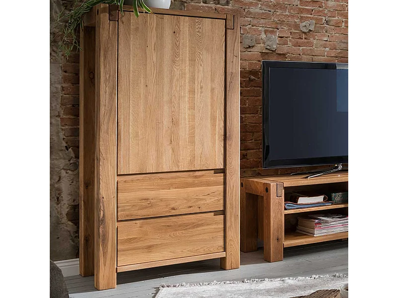 Wohnzimmer Highboard aus Eiche Massivholz 155 cm hoch