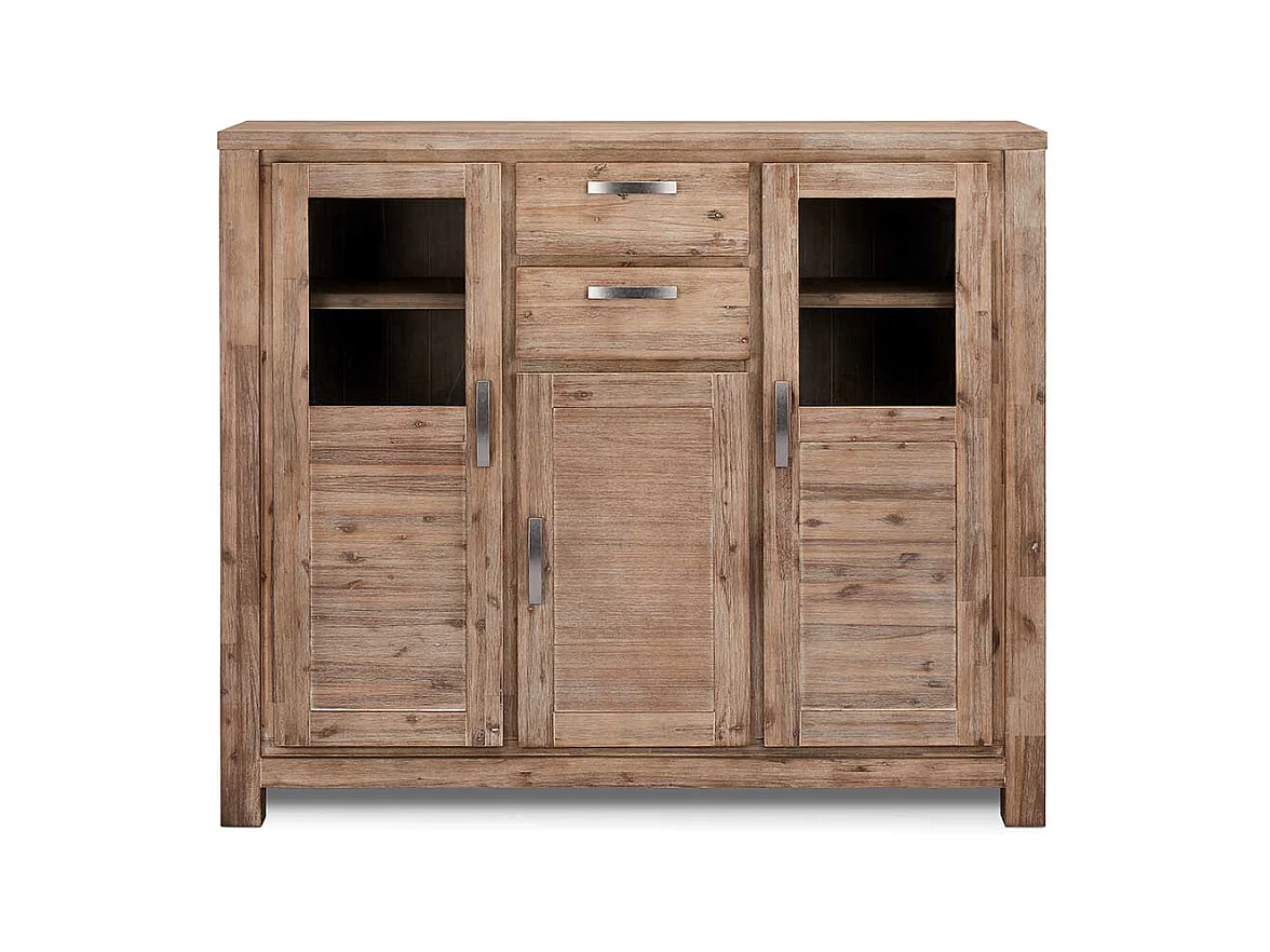 Rustikales Highboard aus Akazie teilmassiv dunkel lackiert