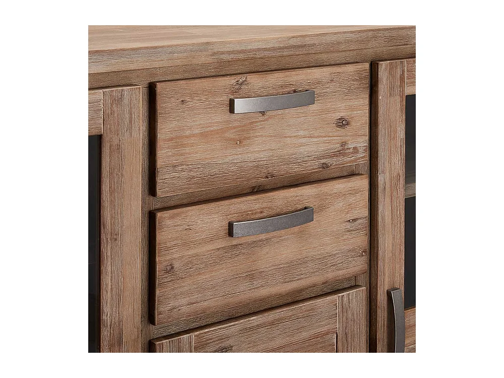 Rustikales Highboard aus Akazie teilmassiv dunkel lackiert