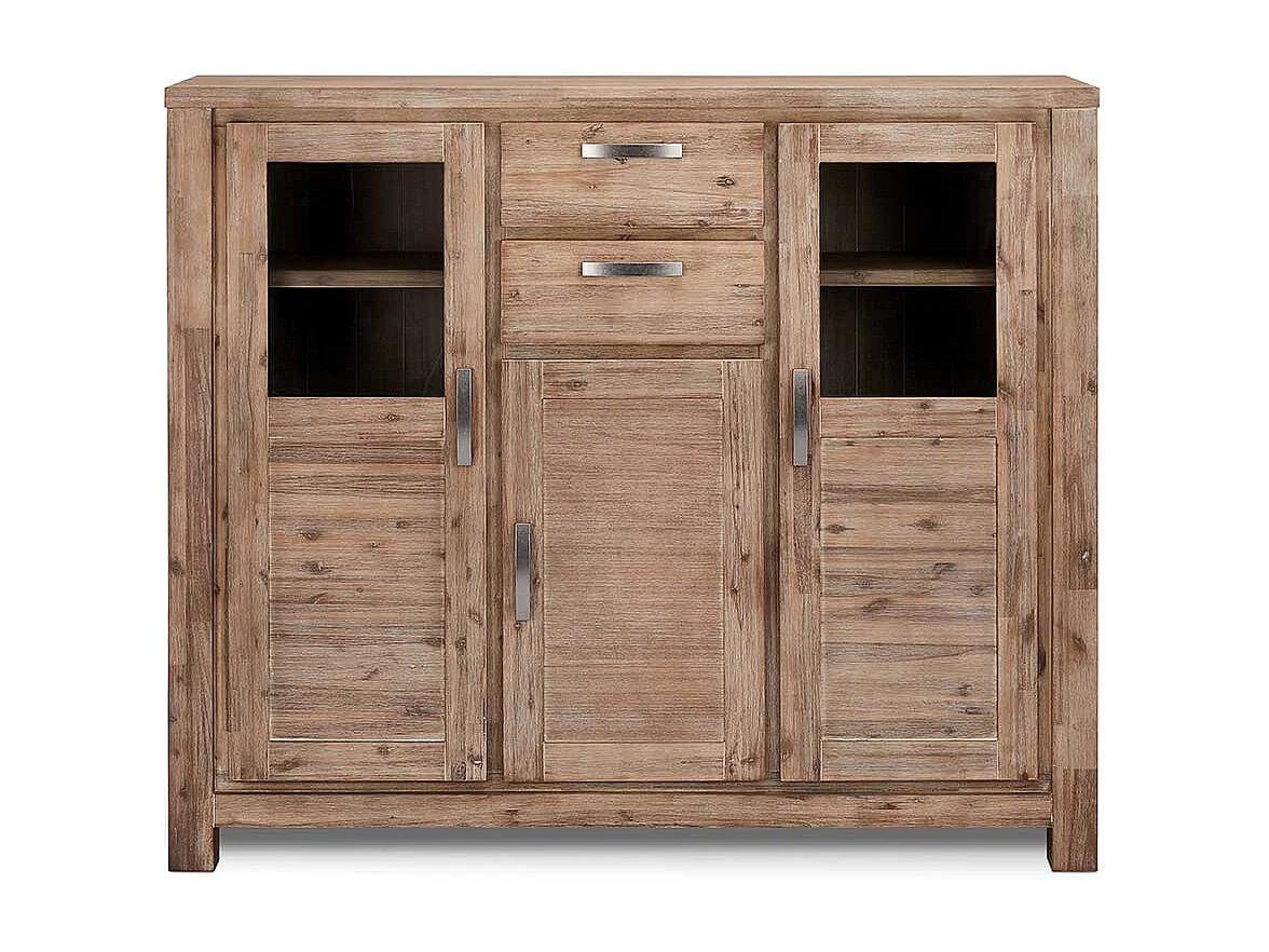 Rustikales Highboard aus Akazie teilmassiv dunkel lackiert