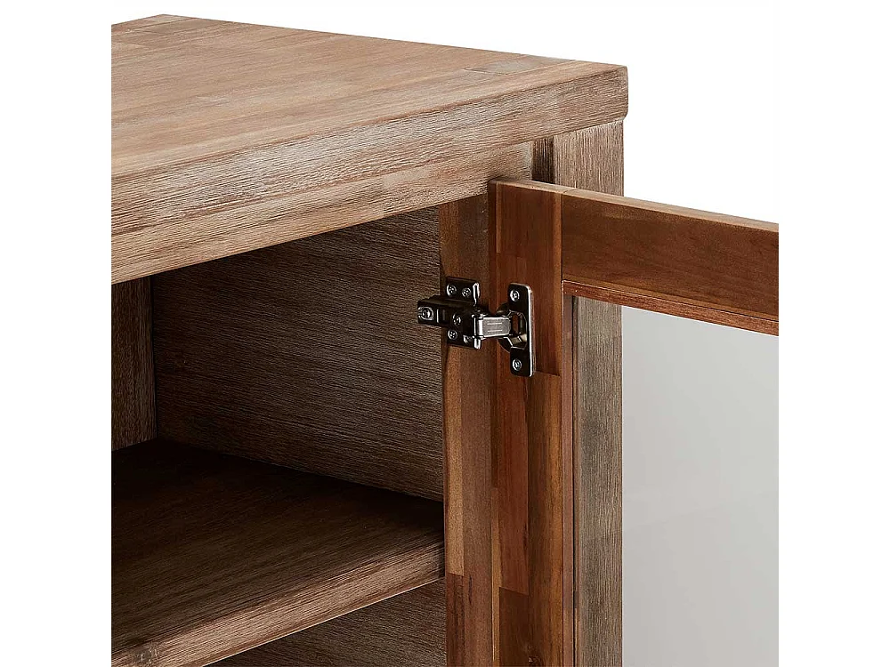 Rustikales Highboard aus Akazie teilmassiv dunkel lackiert