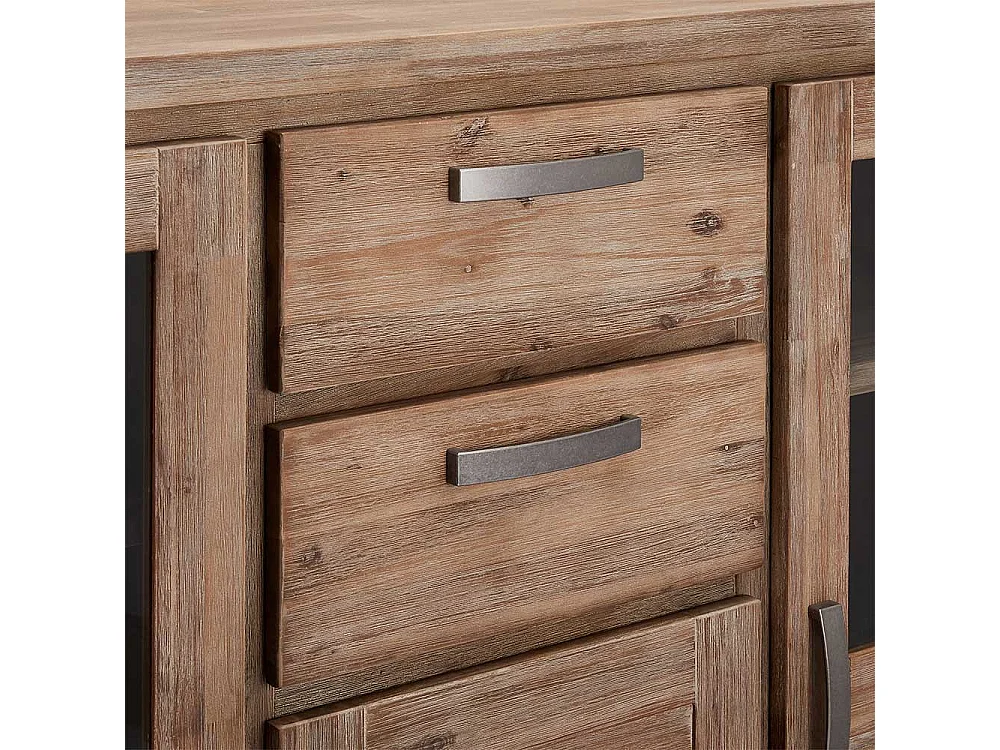 Rustikales Highboard aus Akazie teilmassiv dunkel lackiert