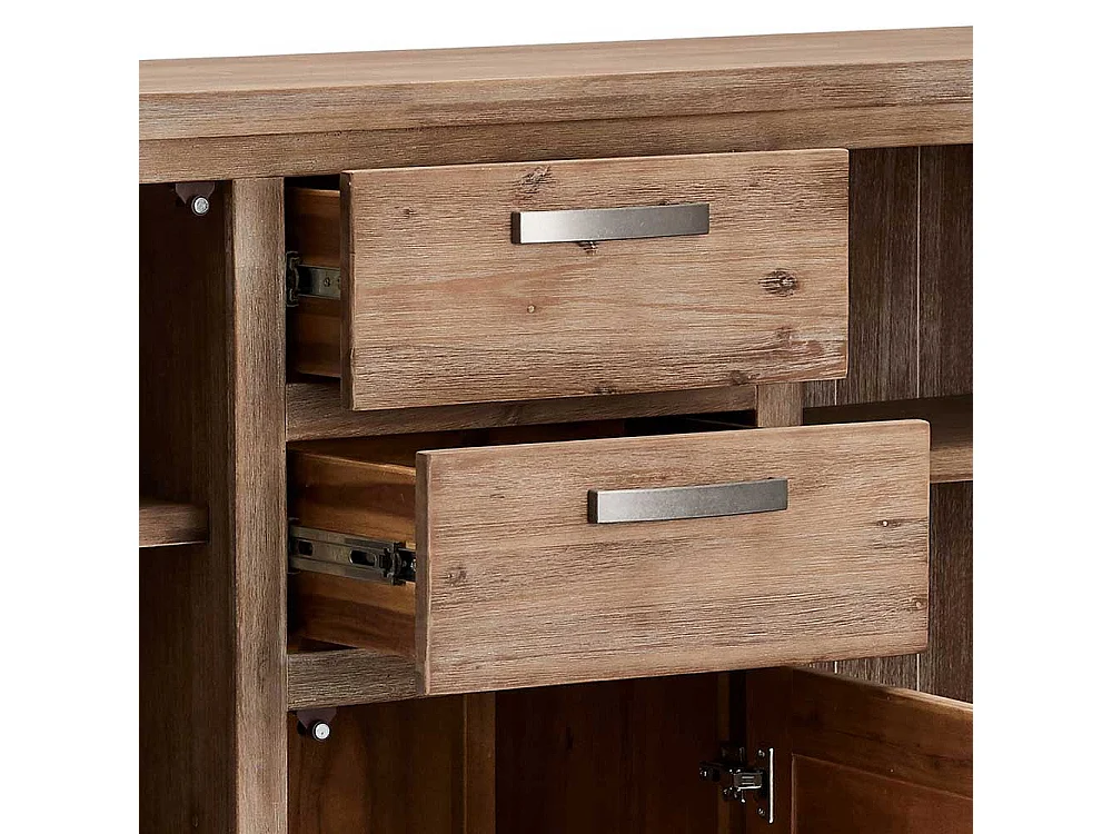 Rustikales Highboard aus Akazie teilmassiv dunkel lackiert