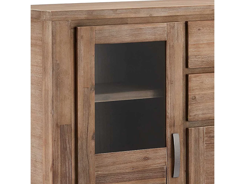 Rustikales Highboard aus Akazie teilmassiv dunkel lackiert