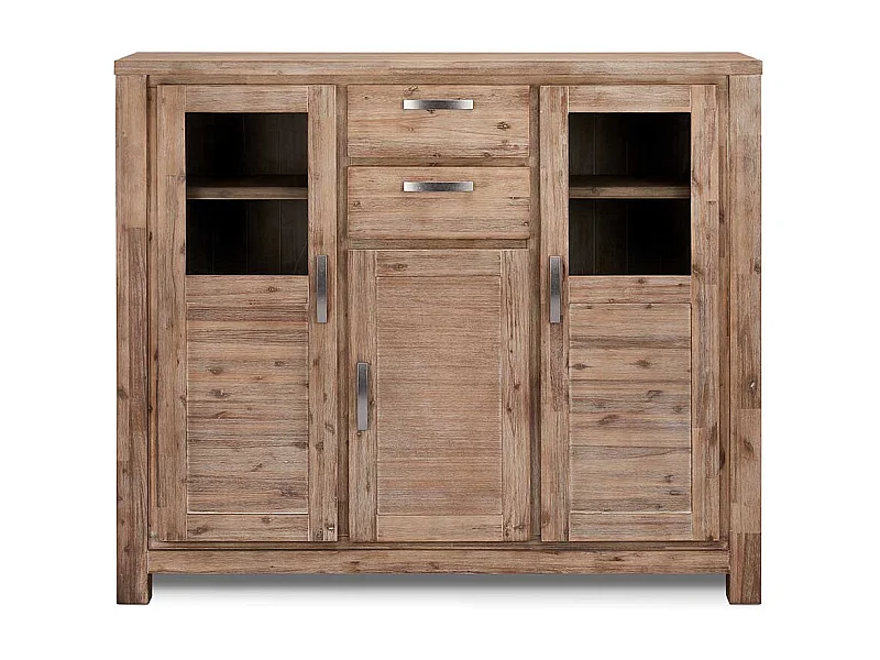 Rustikales Highboard aus Akazie teilmassiv dunkel lackiert