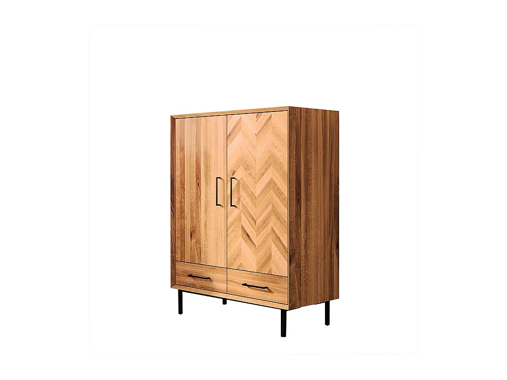 Wohnzimmer Highboard aus Wildeiche Massivholz Skandi Design