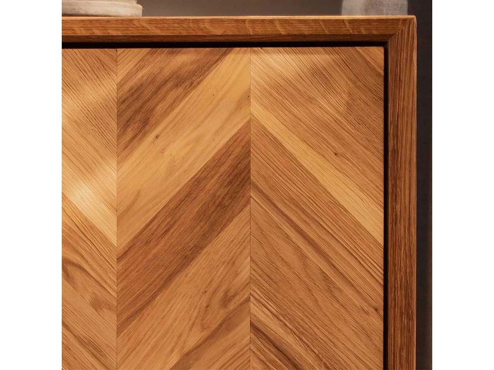 Wohnzimmer Highboard aus Wildeiche Massivholz Skandi Design