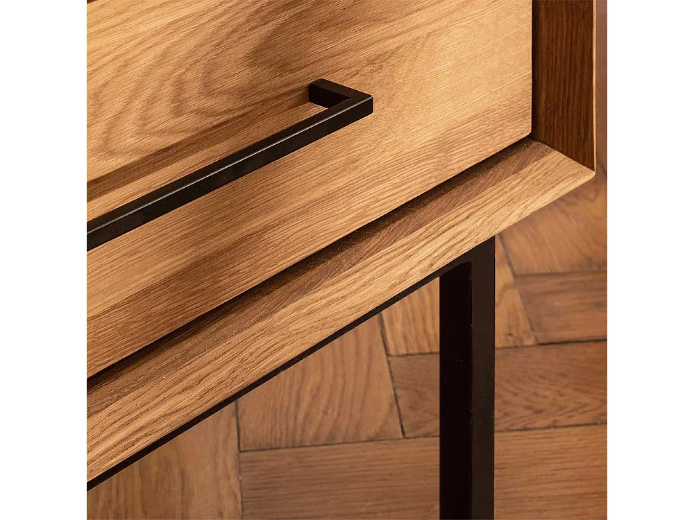 Wohnzimmer Highboard aus Wildeiche Massivholz Skandi Design