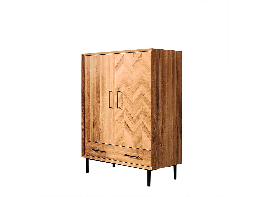 Wohnzimmer Highboard aus Wildeiche Massivholz Skandi Design