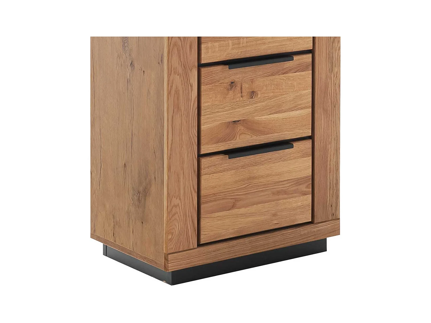 Hochkommode in Wildeichefarben aus MDF und Massivholz