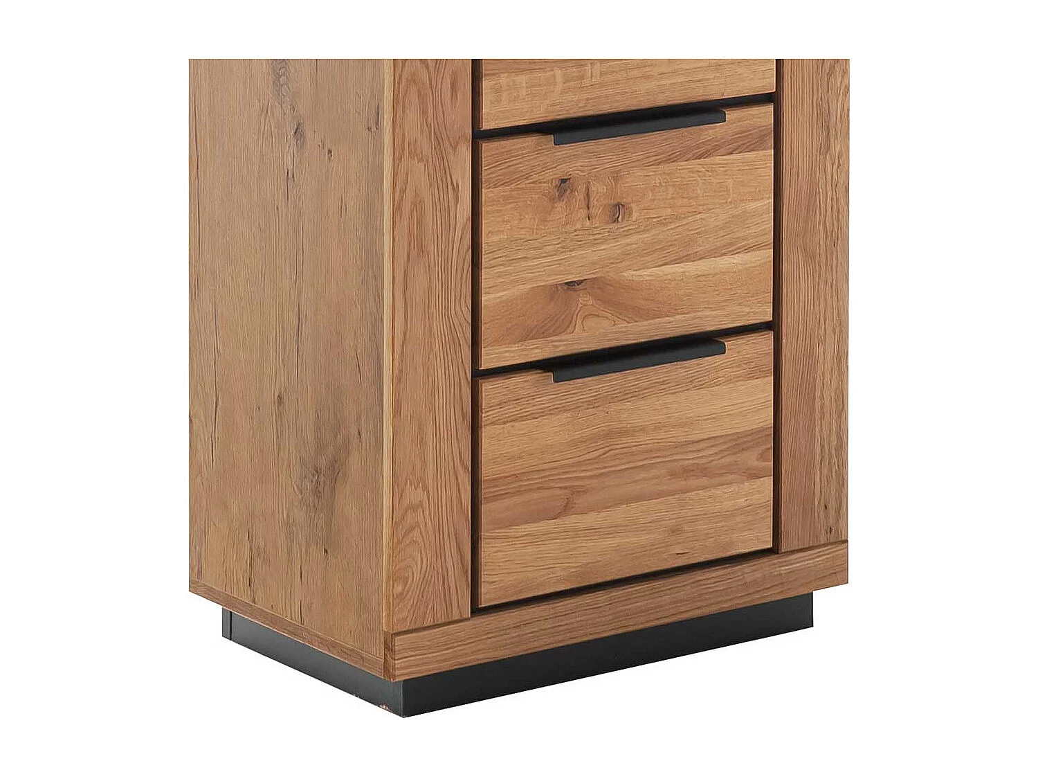 Hochkommode in Wildeichefarben aus MDF und Massivholz