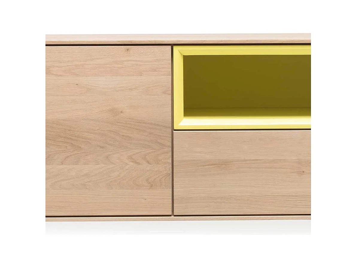 Wohnzimmer Hängeschrank in Eiche weiß geölt und Gelb 205 cm breit