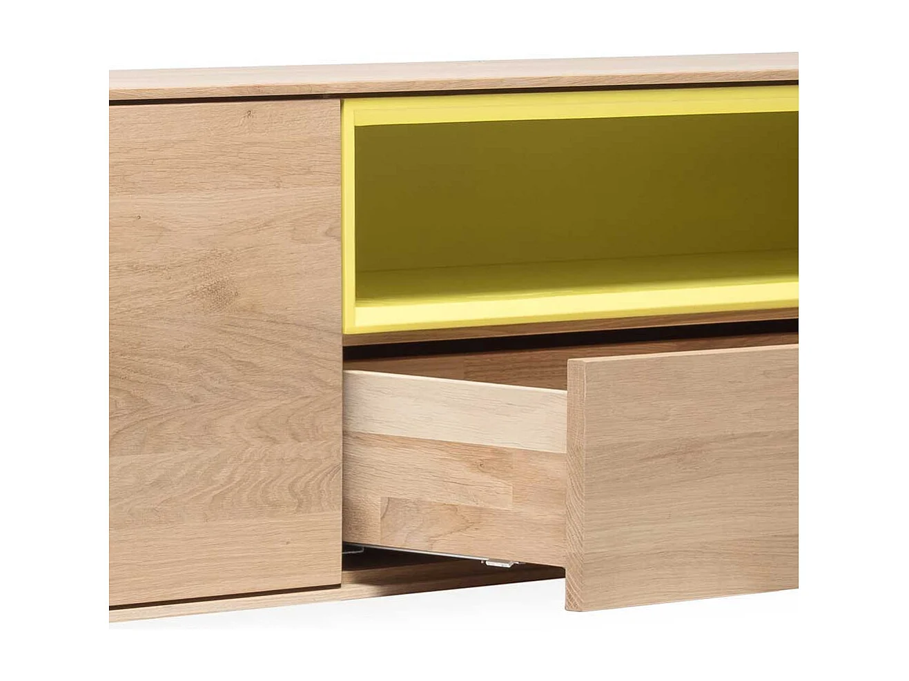 Wohnzimmer Hängeschrank in Eiche weiß geölt und Gelb 205 cm breit