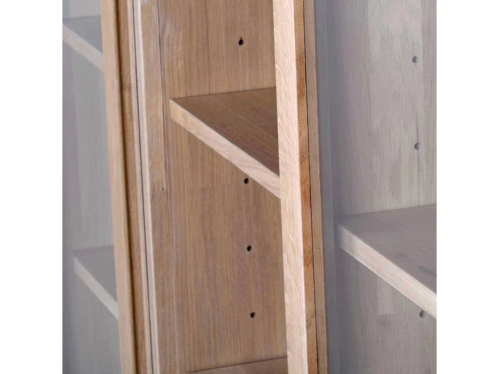 Highboard aus Eiche White Wash massiv Glas