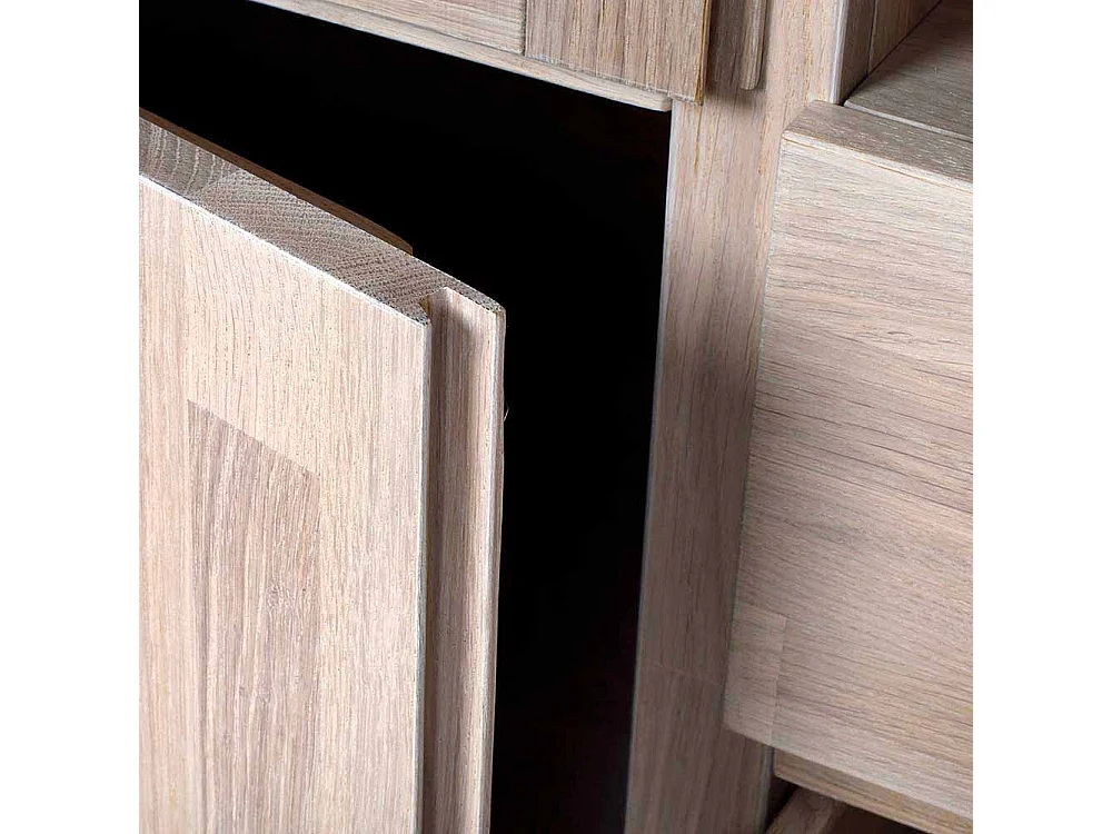 Highboard aus Eiche White Wash massiv Glas