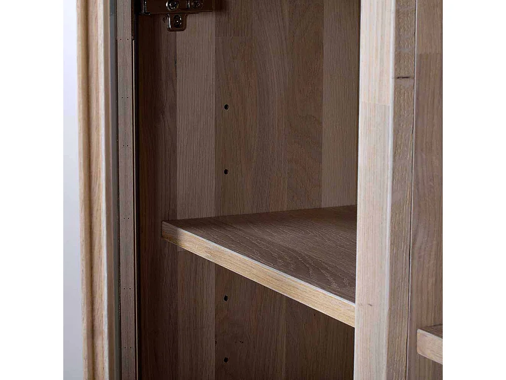 Highboard aus Eiche White Wash massiv Glas