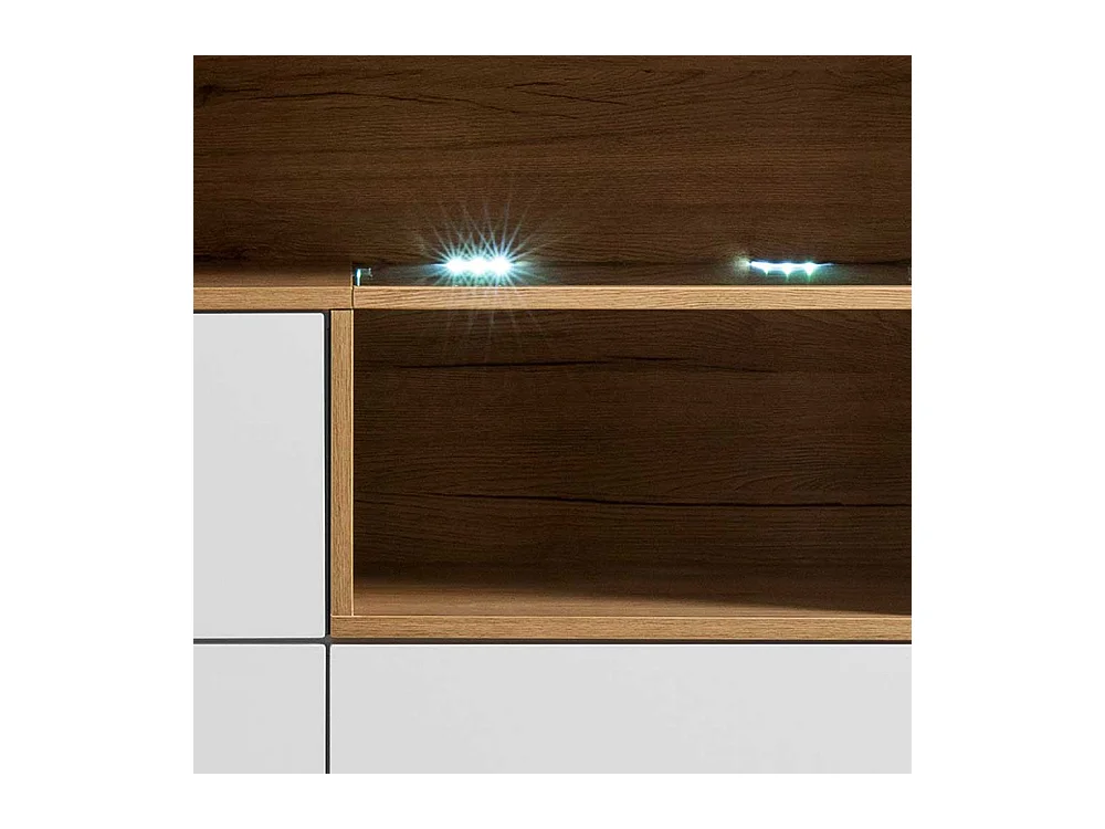 Wohnzimmer Highboard in Weiß und Eiche Dekor Skandi Design