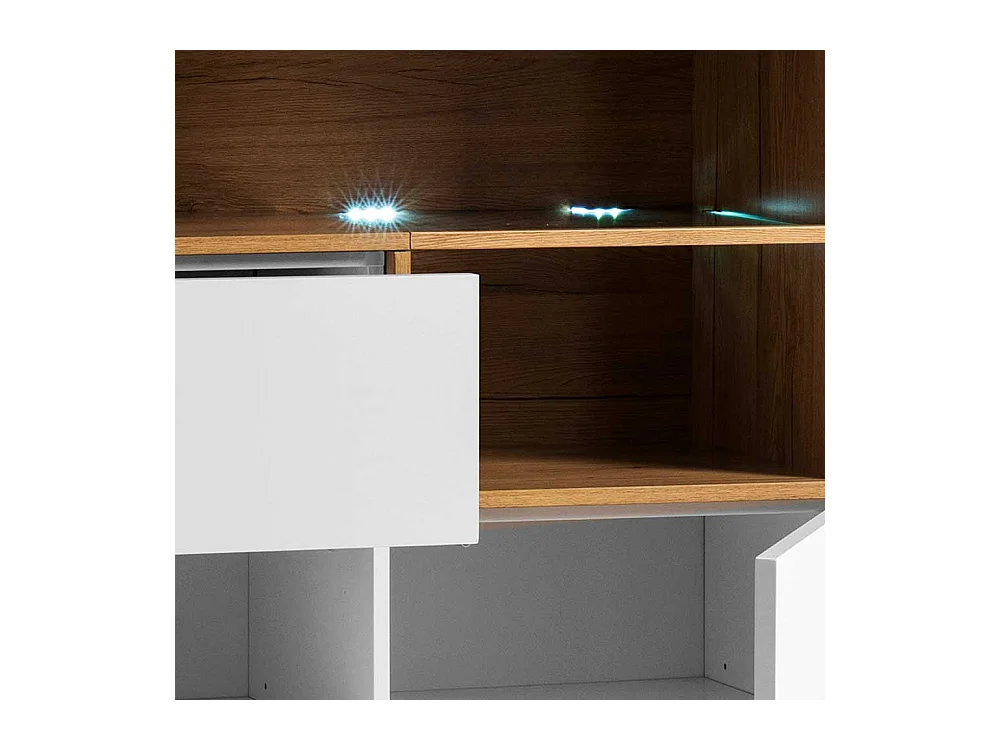 Wohnzimmer Highboard in Weiß und Eiche Dekor Skandi Design