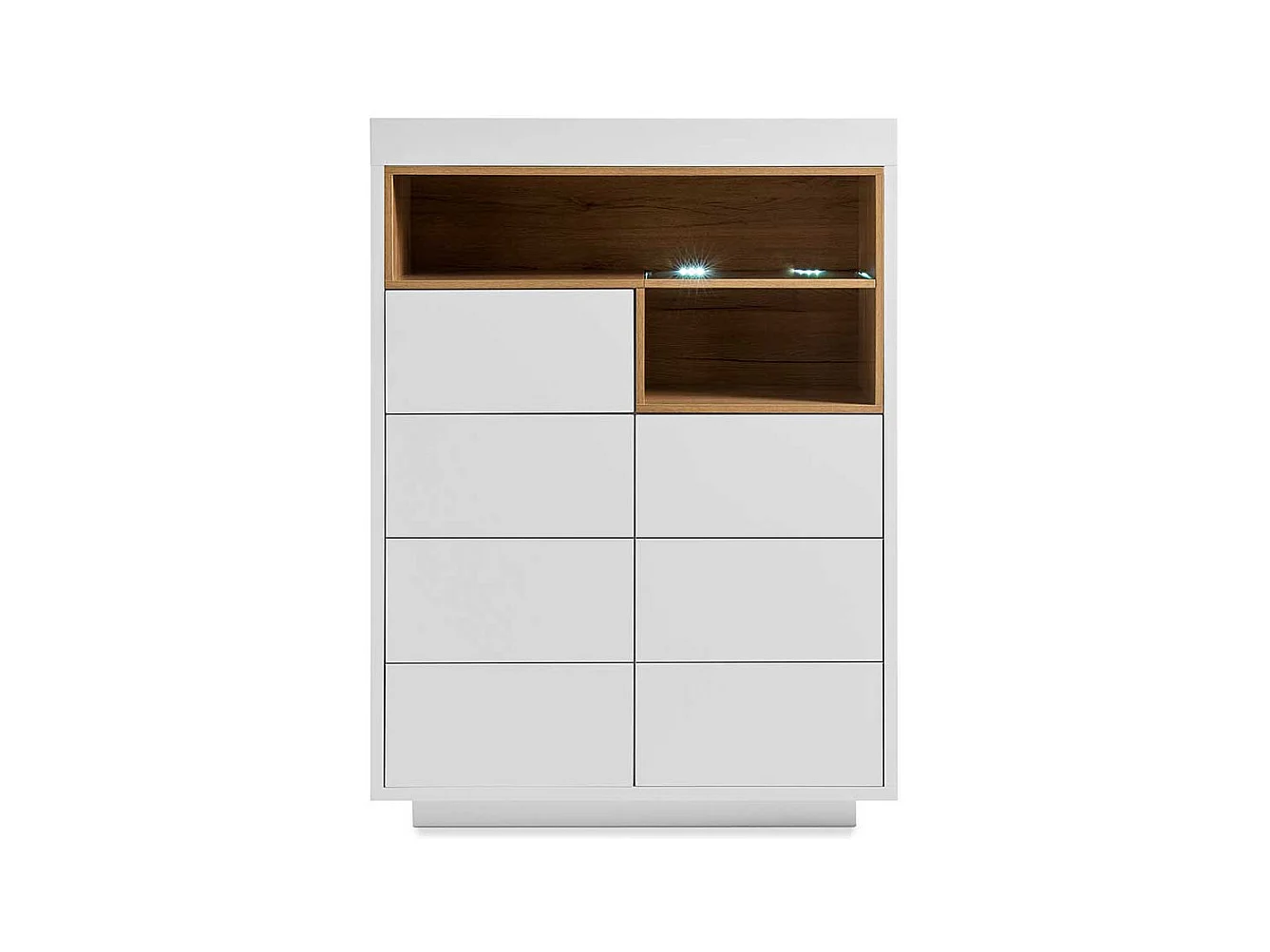 Wohnzimmer Highboard in Weiß und Eiche Dekor Skandi Design