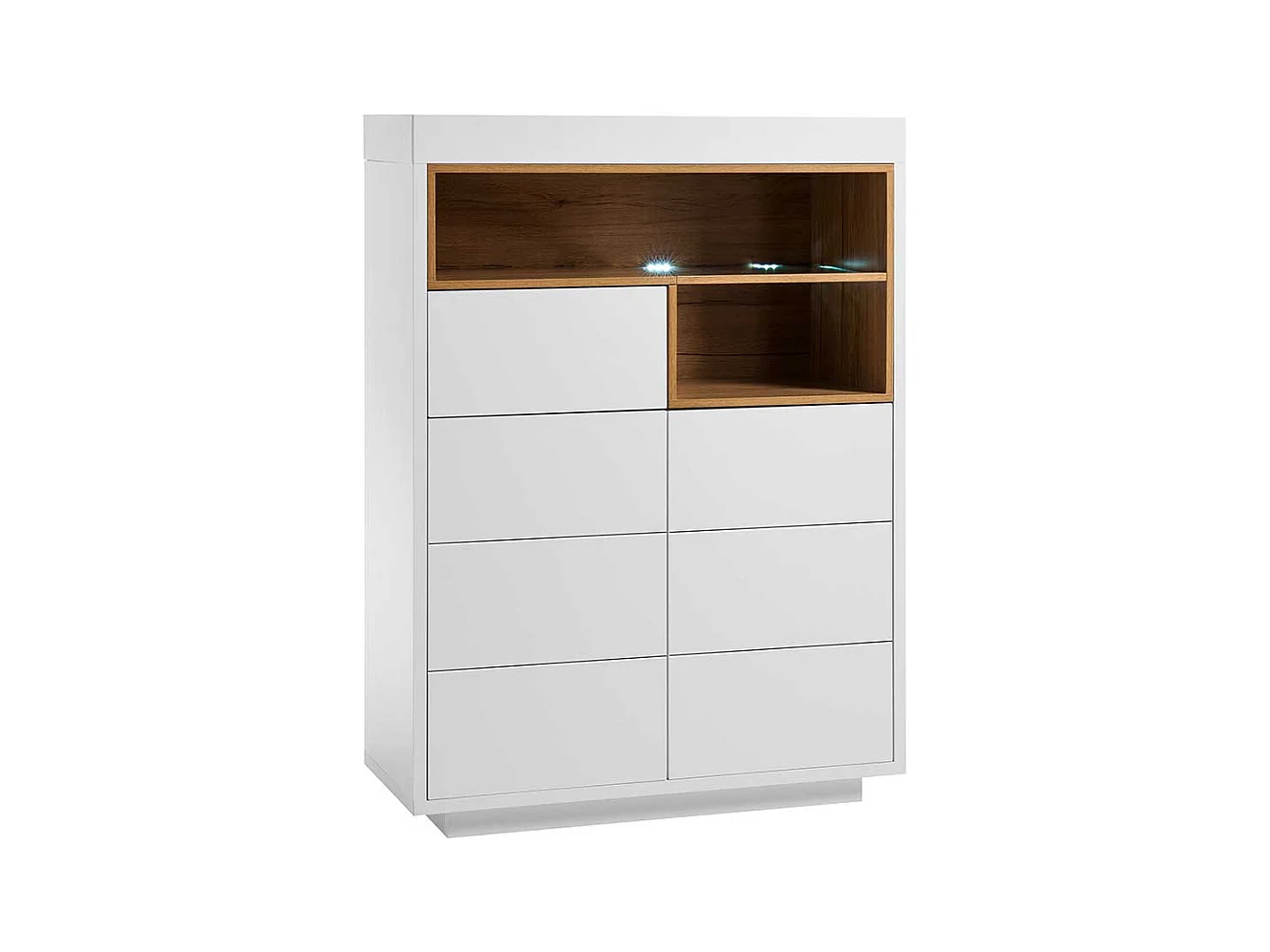 Wohnzimmer Highboard in Weiß und Eiche Dekor Skandi Design