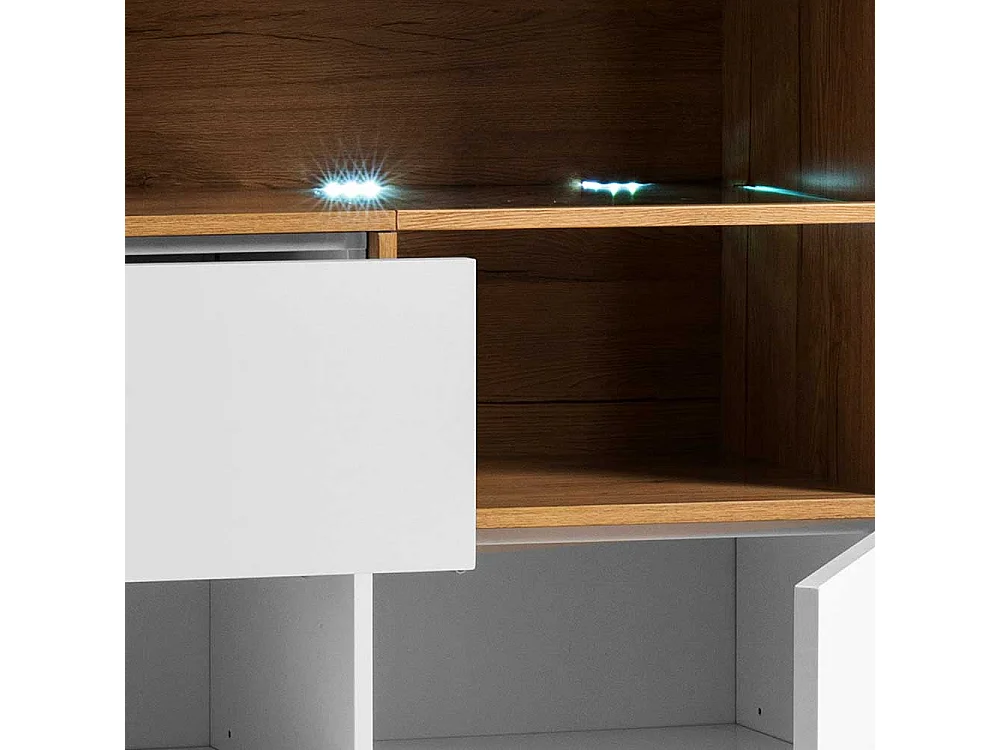 Wohnzimmer Highboard in Weiß und Eiche Dekor Skandi Design