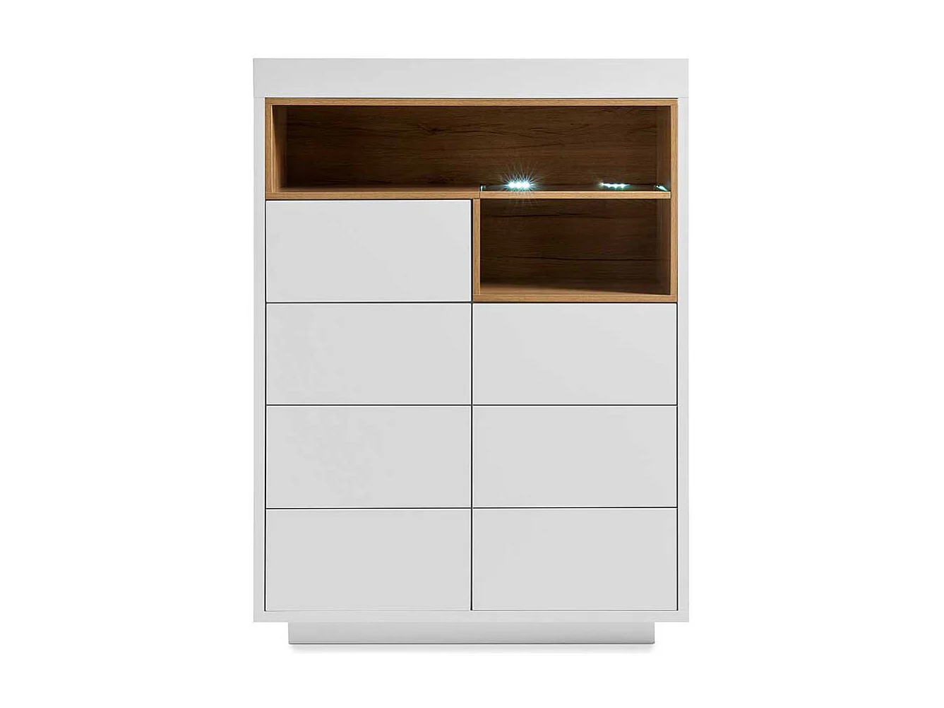 Wohnzimmer Highboard in Weiß und Eiche Dekor Skandi Design