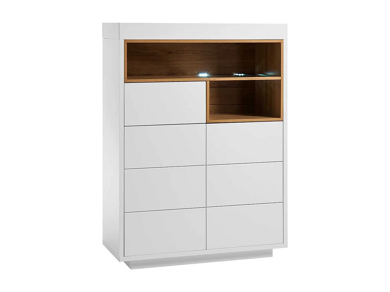 Wohnzimmer Highboard in Weiß und Eiche Dekor Skandi Design