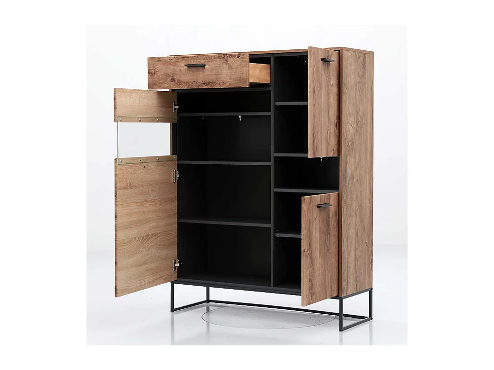Wohnzimmer Highboard in Eiche dunkel Optik 110 cm breit