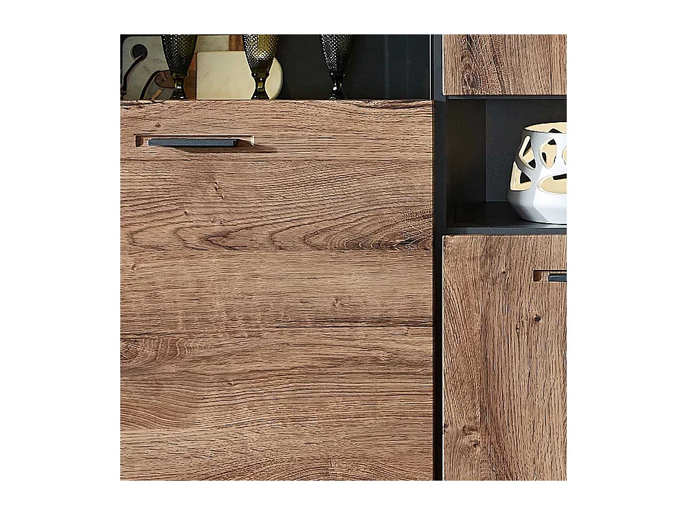 Wohnzimmer Highboard in Eiche dunkel Optik 110 cm breit