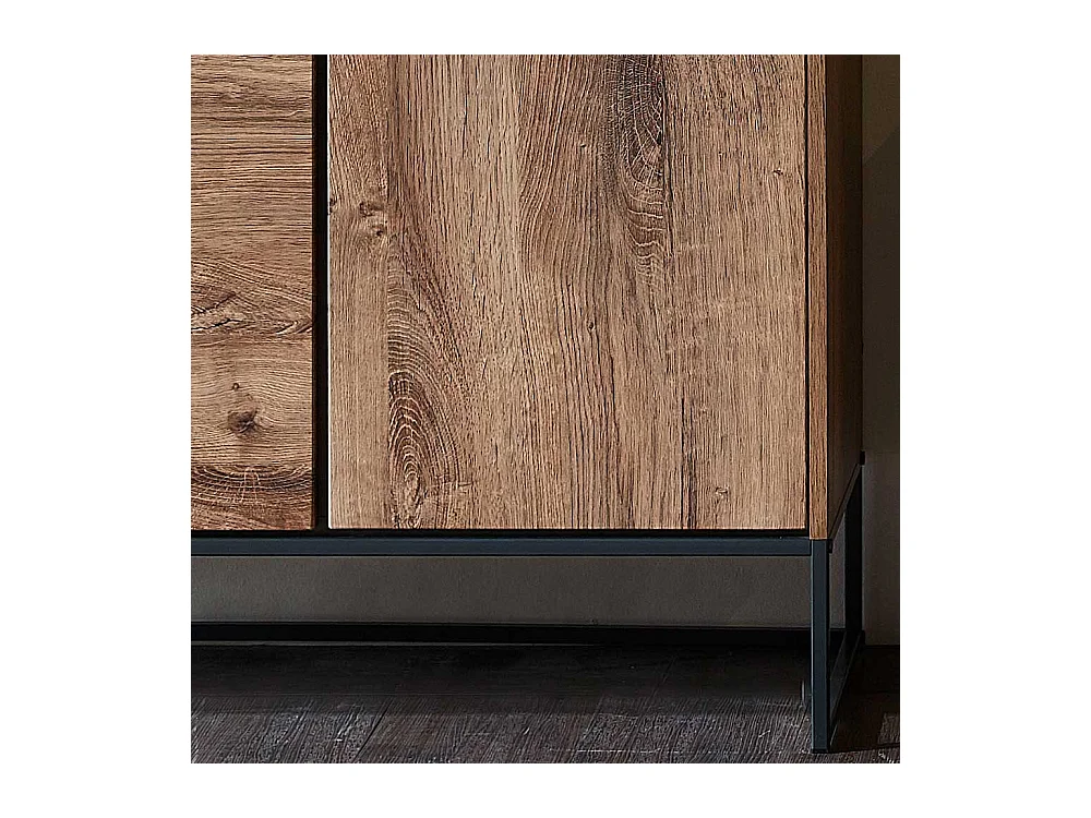 Wohnzimmer Highboard in Eiche dunkel Optik 110 cm breit