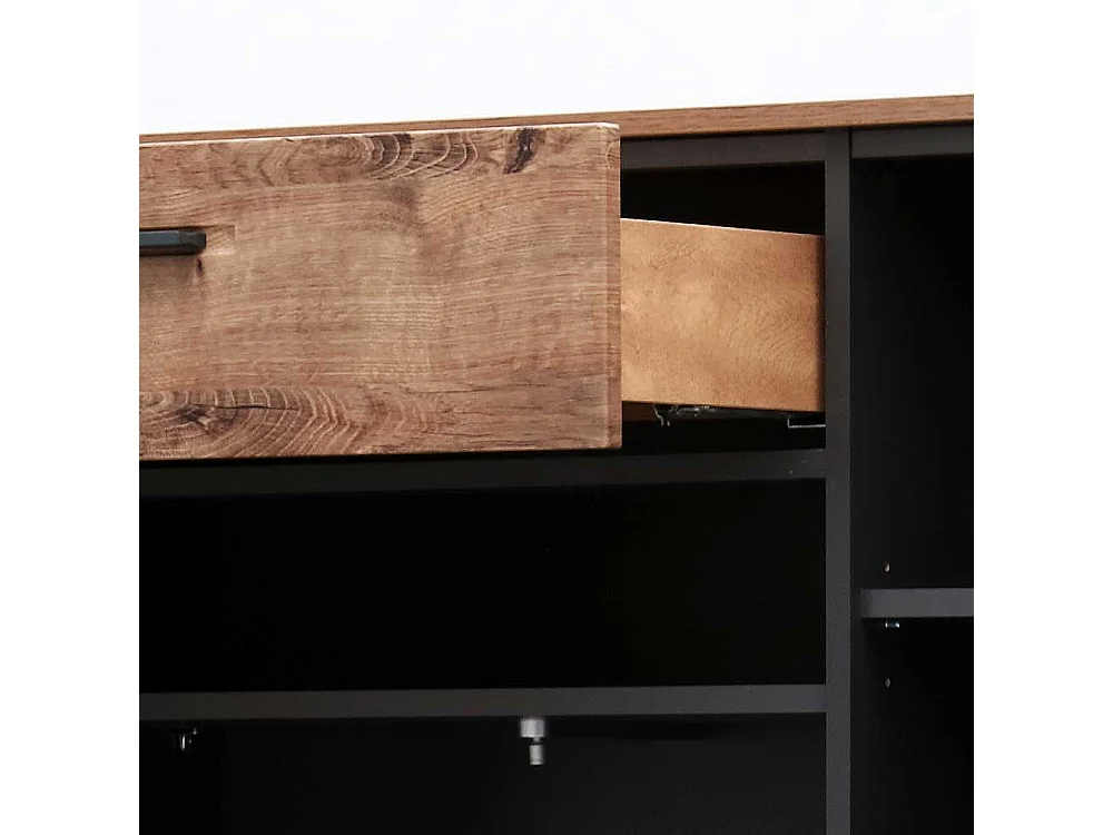 Wohnzimmer Highboard in Eiche dunkel Optik 110 cm breit