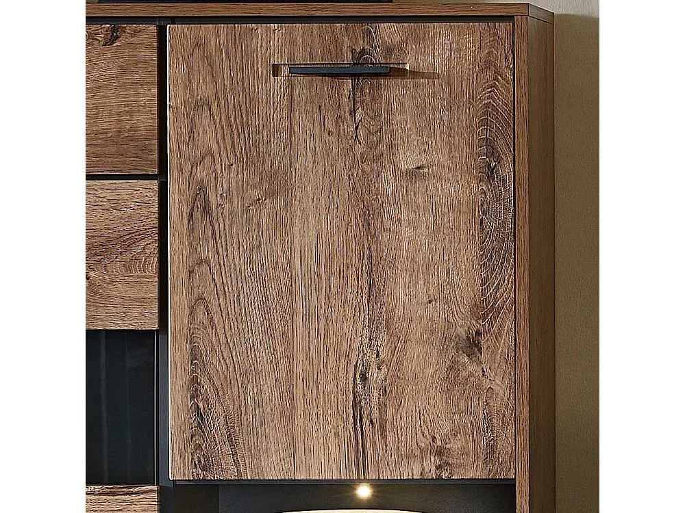 Wohnzimmer Highboard in Eiche dunkel Optik 110 cm breit