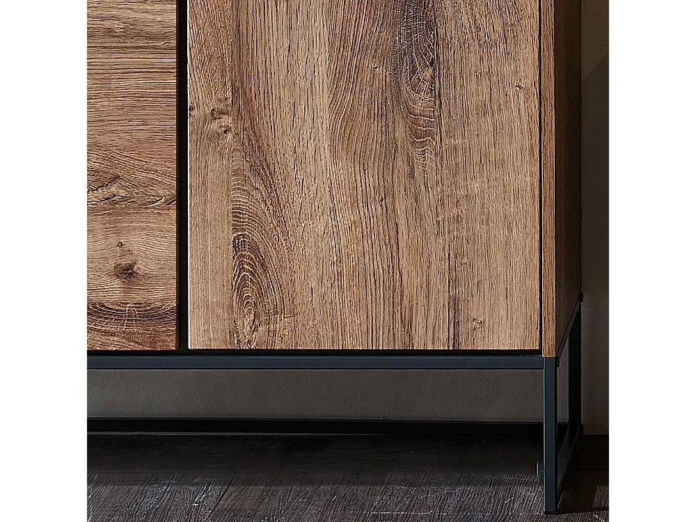 Wohnzimmer Highboard in Eiche dunkel Optik 110 cm breit