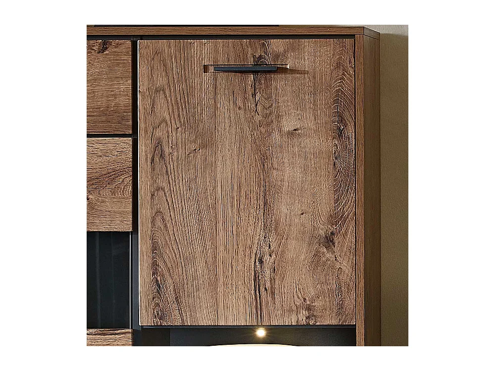 Wohnzimmer Highboard in Eiche dunkel Optik 110 cm breit