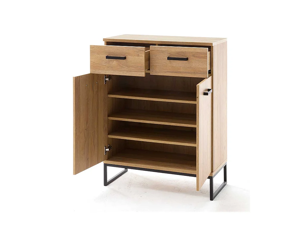 Garderobenkommode in Wildeichefarben und Schwarz Bügelgestell