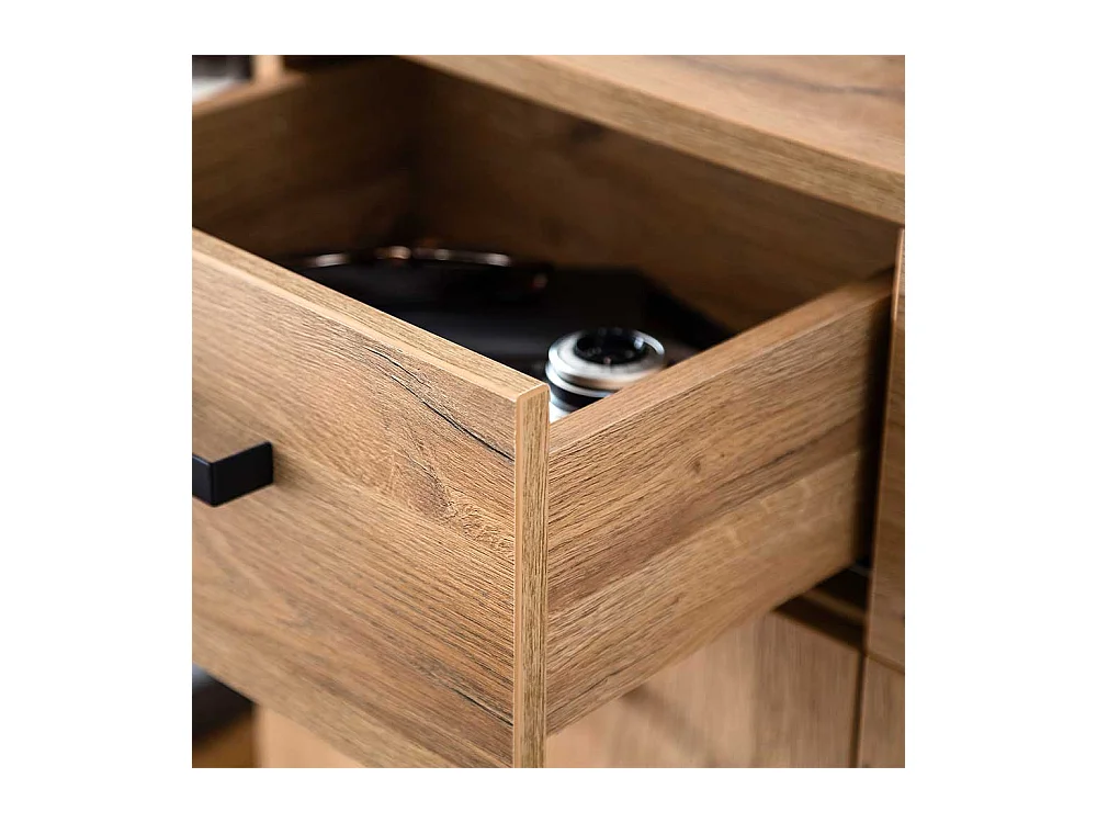 Garderobenkommode in Wildeichefarben und Schwarz Bügelgestell