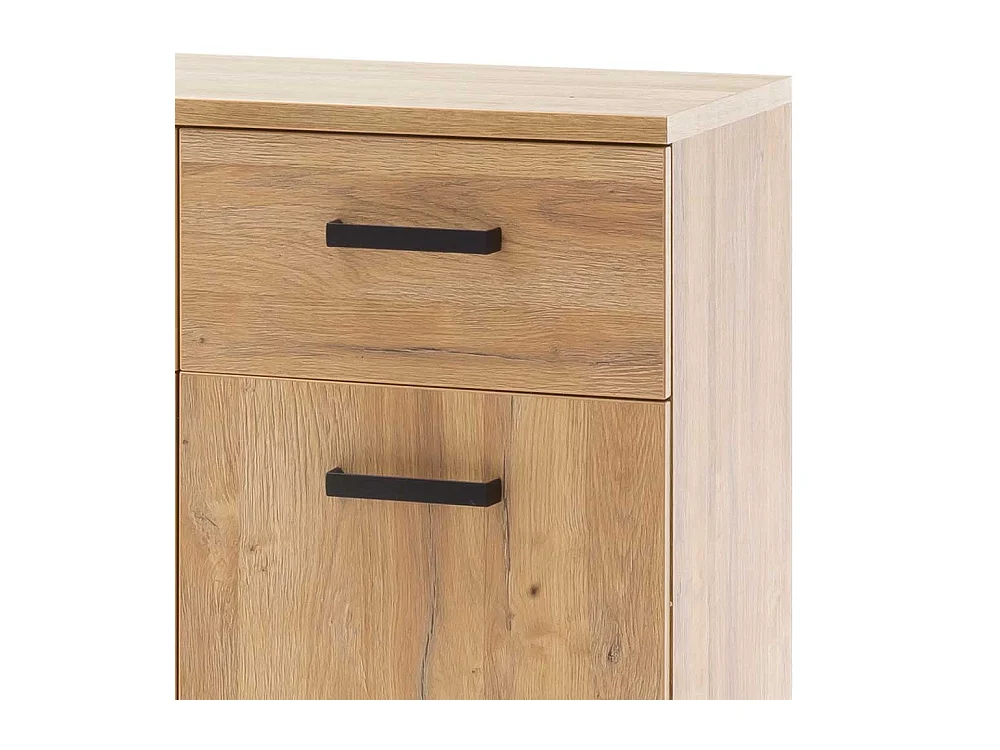 Garderobenkommode in Wildeichefarben und Schwarz Bügelgestell