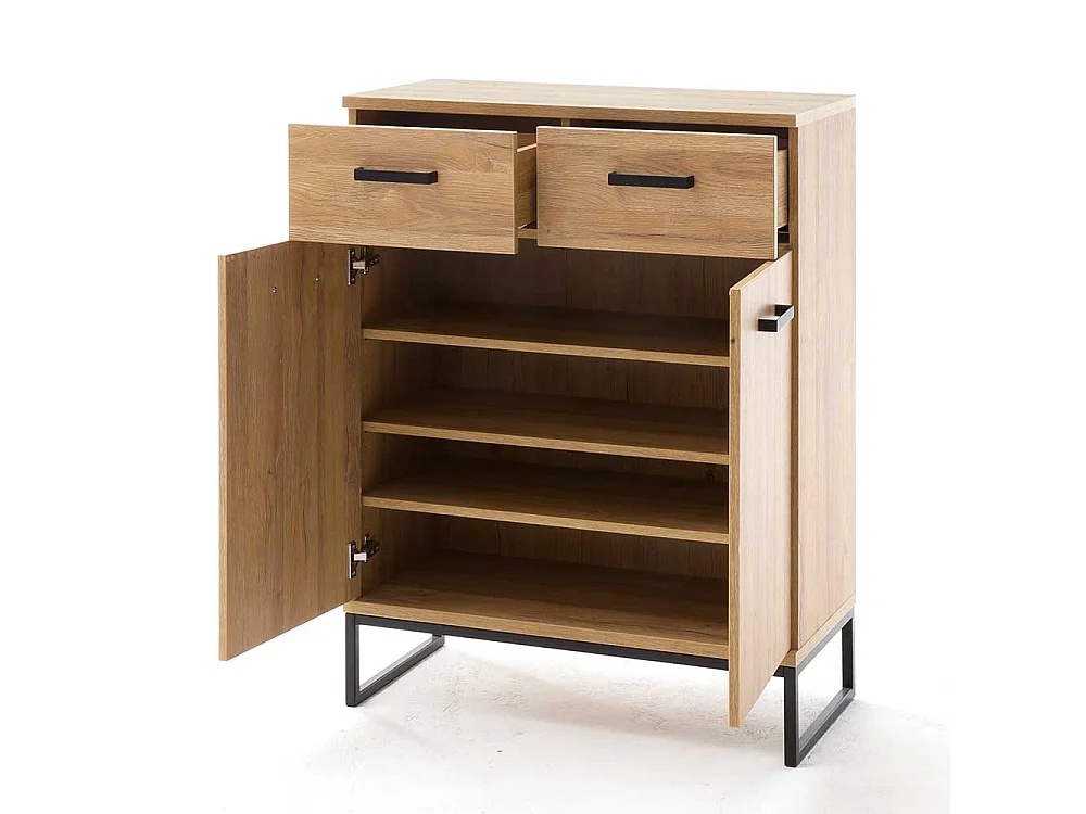 Garderobenkommode in Wildeichefarben und Schwarz Bügelgestell