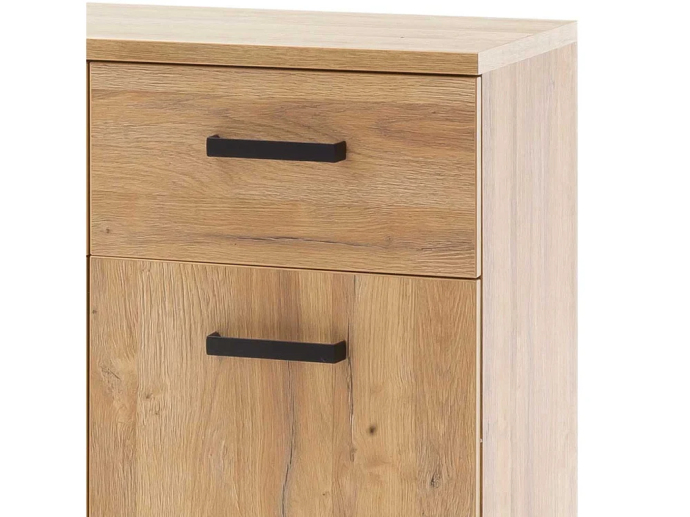 Garderobenkommode in Wildeichefarben und Schwarz Bügelgestell