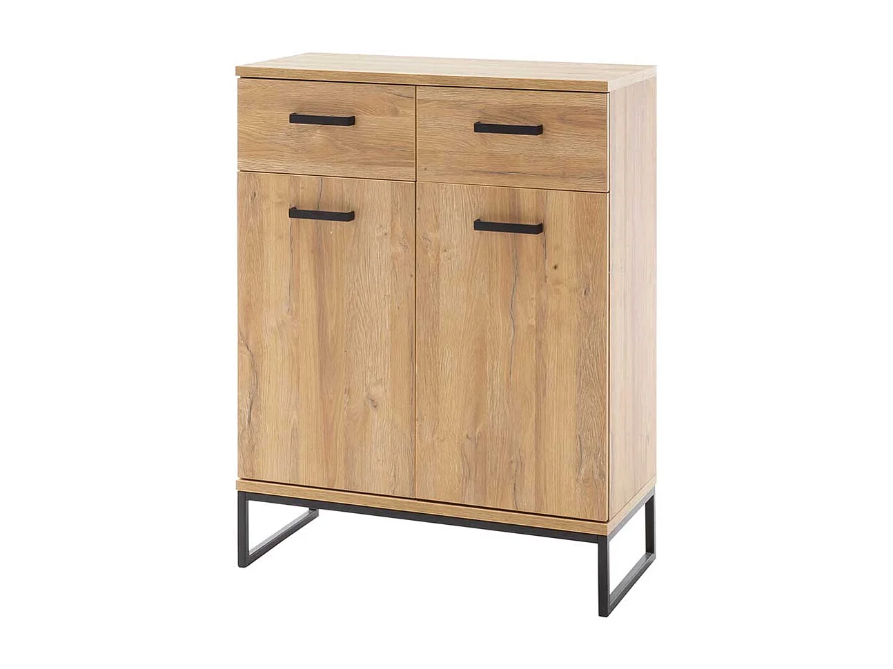 Garderobenkommode in Wildeichefarben und Schwarz Bügelgestell