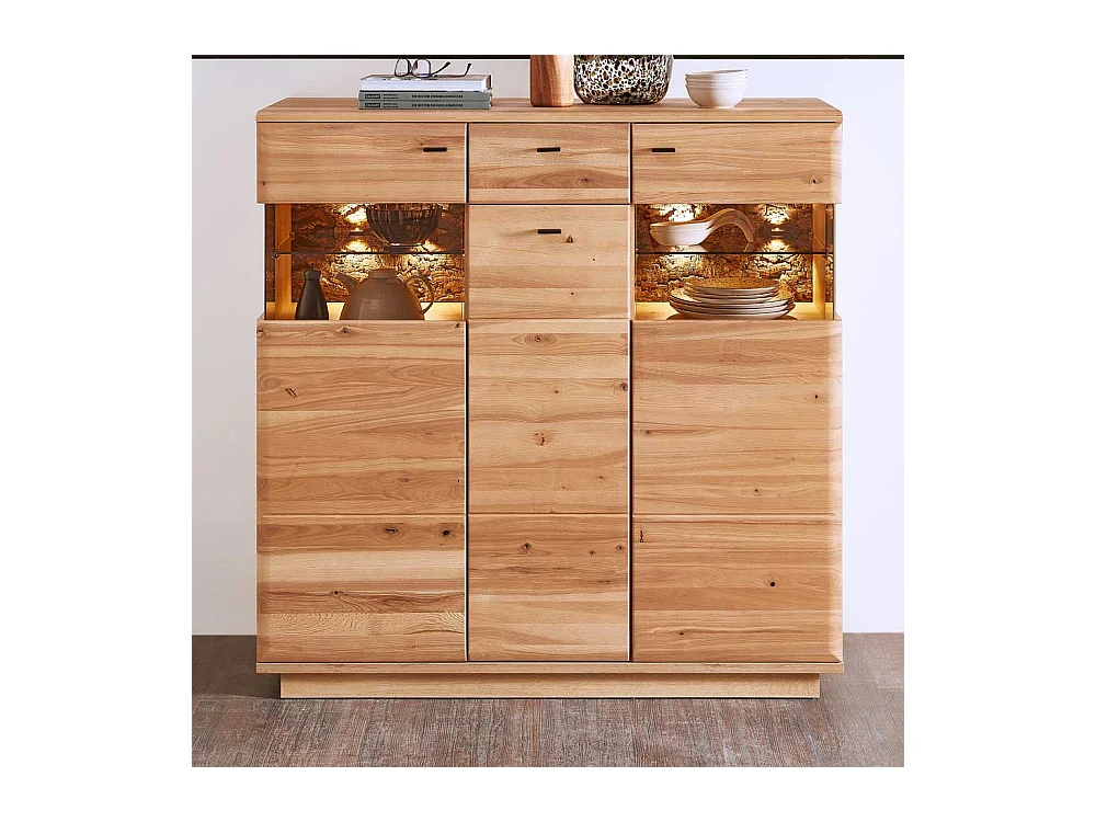 Esszimmer Highboard teilmassiv in Eschefarben Wildeichefarben