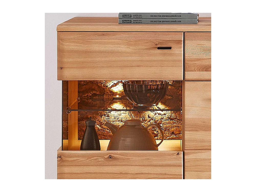 Esszimmer Highboard teilmassiv in Eschefarben Wildeichefarben