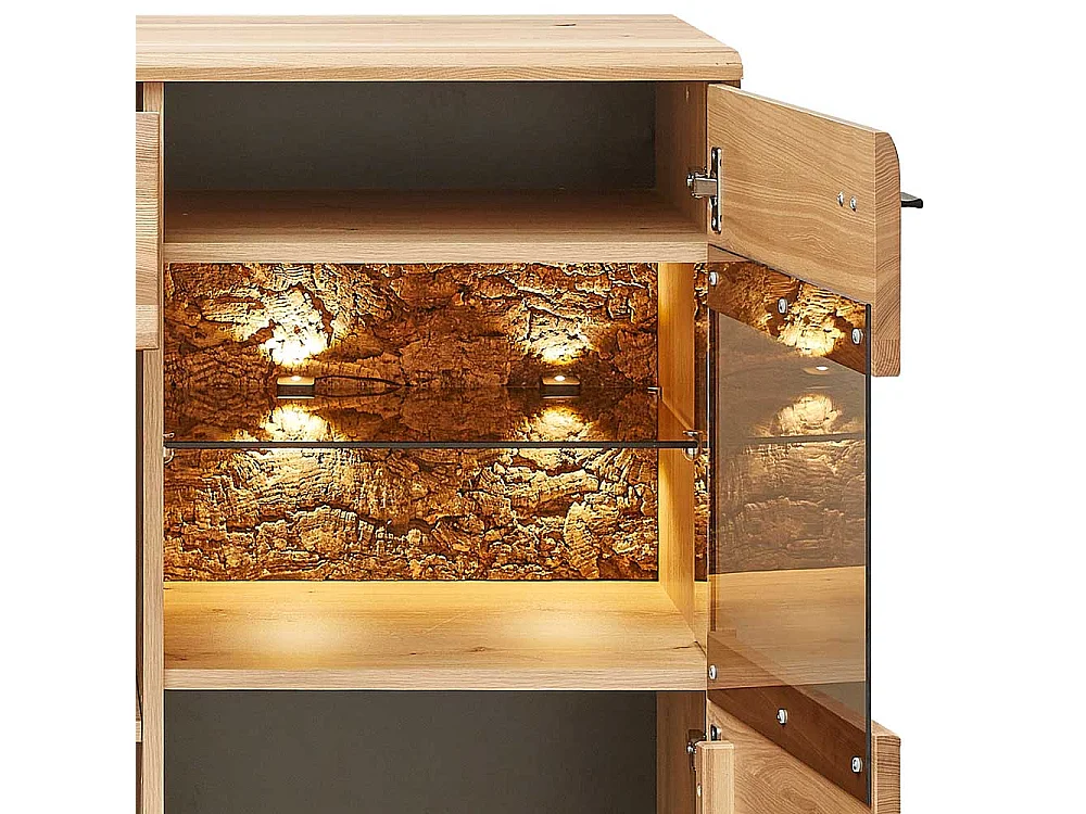 Esszimmer Highboard teilmassiv in Eschefarben Wildeichefarben